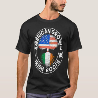 T-shirt American Grown Irish Roots USA Ireland Flag ST PAT