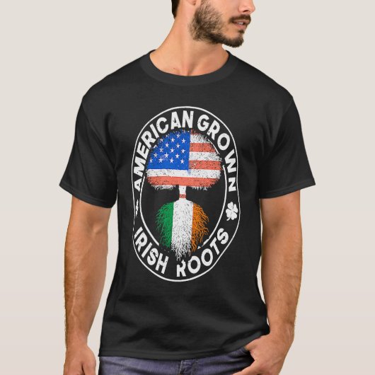 T-shirt American Grown Irish Roots USA Ireland Flag ST PAT (Devant)