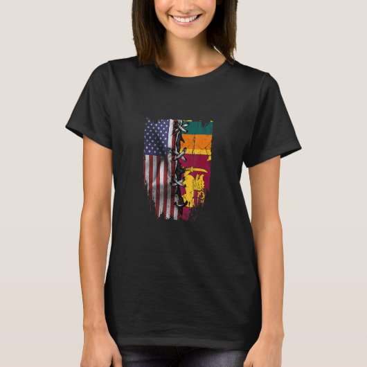 T-shirt American Grown Sri Lankan Roots USA Sri Lanka Flag (Devant)