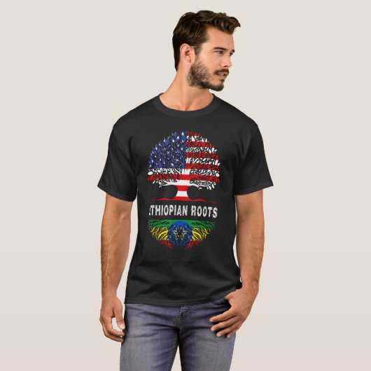 T-shirt American Grown With African Roots Tree USA Flag Et (Devant entier)