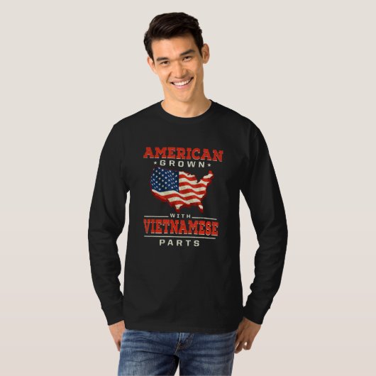 T-shirt American Grown with Vietnamese Parts Patriotic Vie (Devant entier)