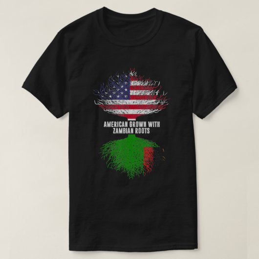 T-shirt American Grown with Zambian Roots USA Flag Zambia  (Design devant)