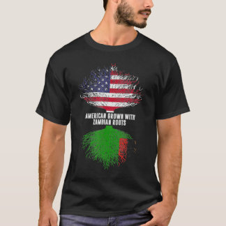 T-shirt American Grown with Zambian Roots USA Flag Zambia 