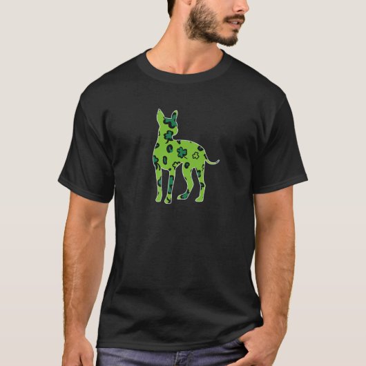 T-shirt American Hairless Terrier St. Patricks Day Leopard (Devant)