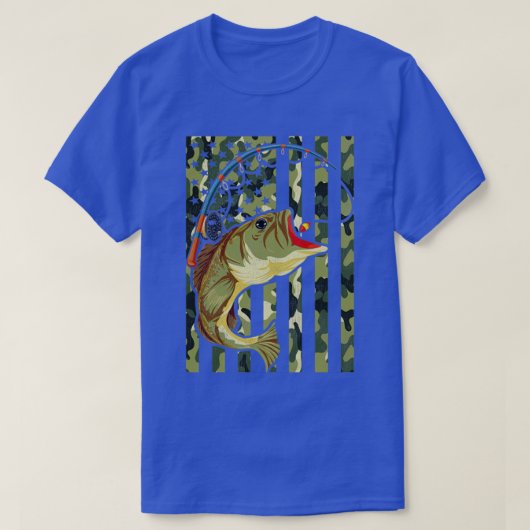 T-shirt American Hobby Angling Fish Camouflage US Drapeau (Design devant)