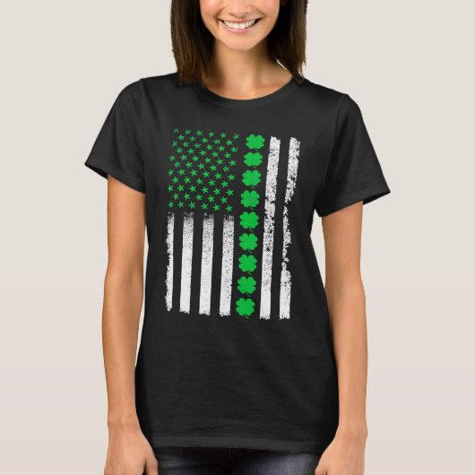 T-shirt American Irish Flag Shamrock Lucky St Patricks Day (Devant)
