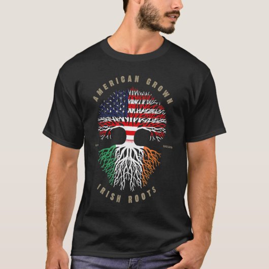 T-shirt American Irish Roots Shamrock Lucky St Patricks Da (Devant)
