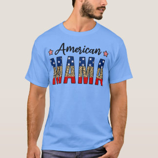 T-shirt American Mama 4th Of July Leopard Fourth Of July M