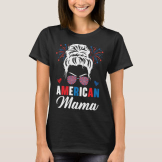 T-shirt American Mama America Mother USA Flag 4th Of July