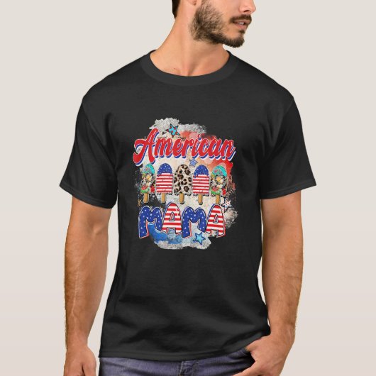 T-shirt American Mama Ice Cream American Flag Patriotique  (Devant)