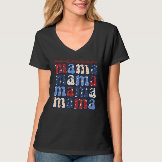 T-shirt American Mama Mom Life Patriotic 4th Of July Ameri (Devant)