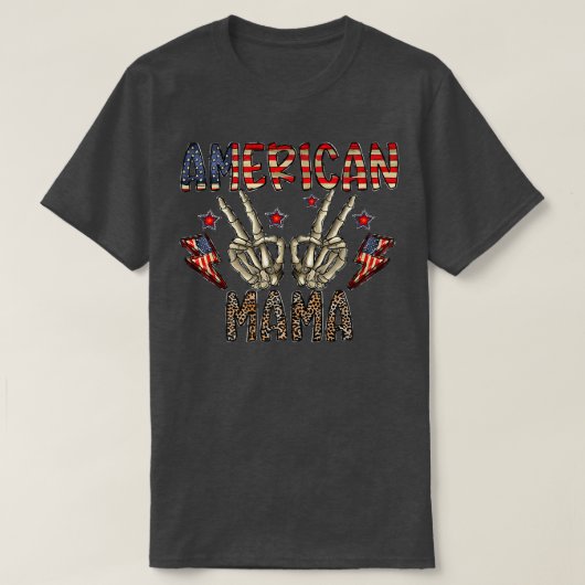 T-shirt American Mama Skeleton Main Western 4 juillet Le (Design devant)