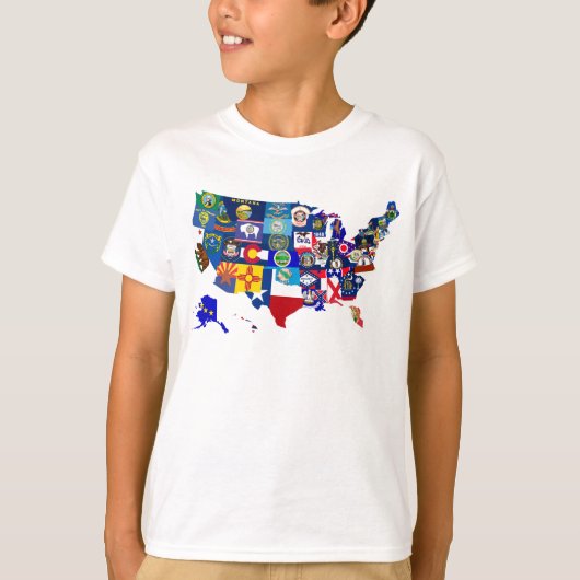 T-shirt American Map State Flags Mosaic (Devant)