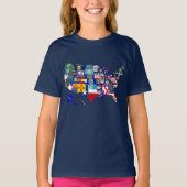T-shirt American Map State Flags Mosaic (Devant)