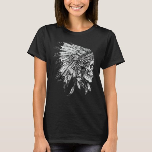 T-shirt American Motorcycle Skull Amérindien Eagle Chie (Devant)