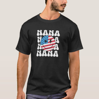 T-shirt American Nana Retro Super 4 juillet Smile Face