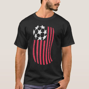 T-shirt American National Flag With Soccer Ball Distressed