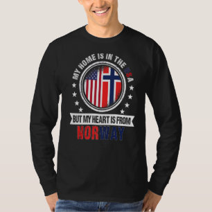 T-shirt American Norwegian Drapeau Heart de Norvège Améric