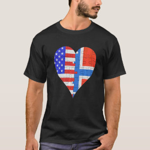 T-shirt American Norwegian Flag Heart
