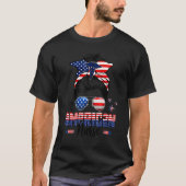 T-shirt American Nurse 4 juillet Us Flag Nursing Messy (Devant)
