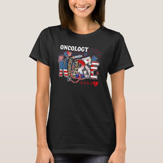 T-shirt American Oncology Nurse 4th of July Nurse Stethosc (Devant)