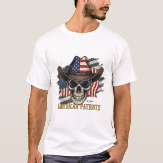 T-shirt American Patriot Cowboy Skull - USA Flag classic T