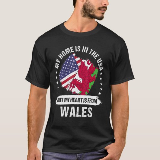 T-shirt American Patriot Wales Drapeau American Welsh Root (Devant)