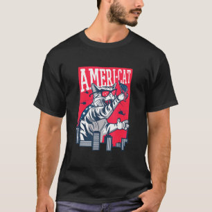 T-shirt American Patriotic American Cat Pride 4 juillet