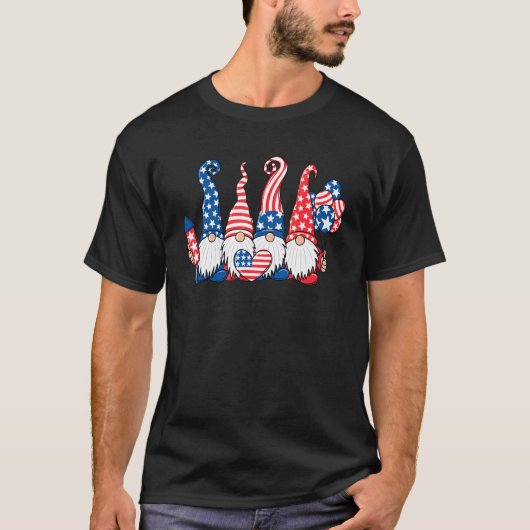 T-shirt American Patriotic Gnomes Usa Independence Day 4e (Devant)
