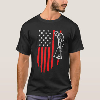 T-shirt American Patriotique Golfer Usa Drapeau Retro Golf