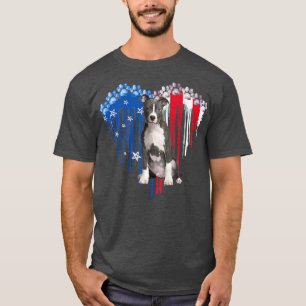 T-shirt American Pitbull Chien Coeur 4 juillet USA Drapeau