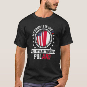 T-shirt American Polonais Drapeau Coeur de Pologne America