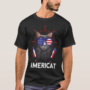 T-shirt American Pride Cat Usa Fireworks America Usa 4th O