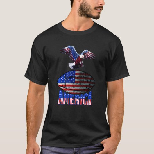 T-shirt American Pride Eagle Football Player 4 juillet U (Devant)