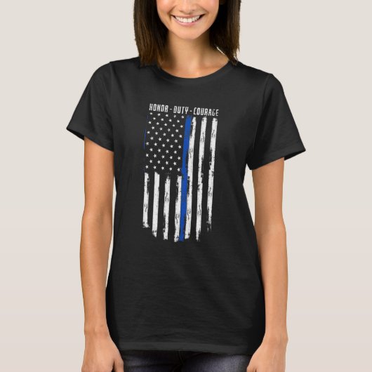 T-shirt American Pride Honor Duty Courage Retour Le Blue S (Devant)