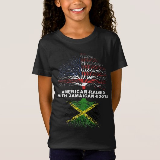 T-Shirt American Raised with Jamaican Roots Jamaïque (Devant)
