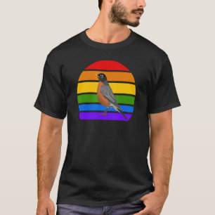 T-shirt American Robin Rainbow Bird Birdwatcher Songbird D