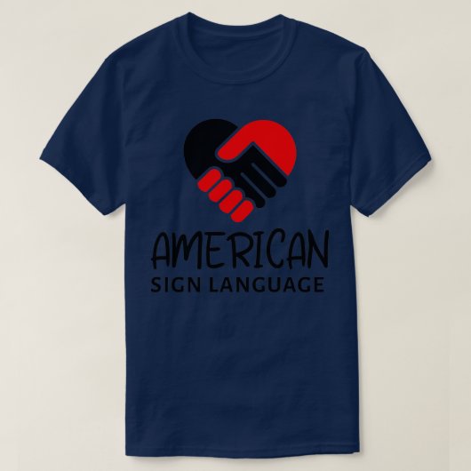 T-shirt American Sign Language ASL design with heart hands (Design devant)