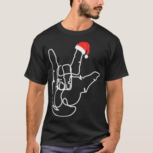 T-shirt American Sign Language ASL Love Christmas  (Devant)