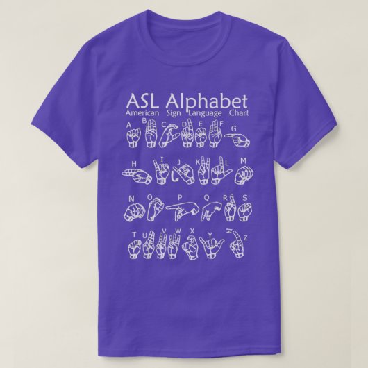 T-shirt American Sign Language Communication Chart (Design devant)