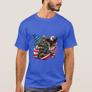 T-shirt American Soldier Eagle USA Drapeau Patriotique Art