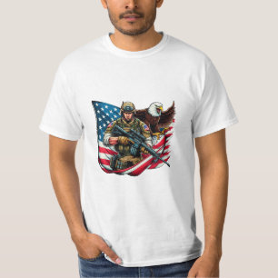 T-shirt American Soldier Eagle USA Drapeau Patriotique Art