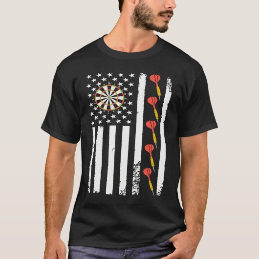 T-shirt American Sports Darts Flag Athletic Throwing Game  (Devant)