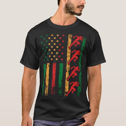 T-shirt American Sports Flag Black History Month Track And (Devant)