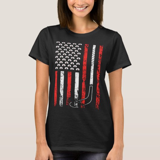 T-shirt American Sports Flag National Nurses Day Ice Hocke (Devant)