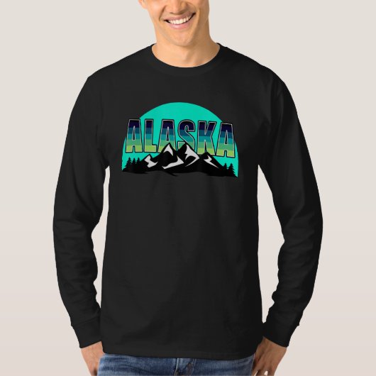 T-shirt American State Alaska Sun Moon Mountain Nature Hik (Devant)