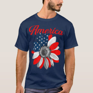 T-shirt American Sunflower Blessé Thankful christian tee 