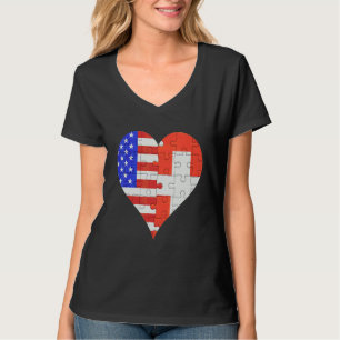 T-shirt American Swiss Flag Heart