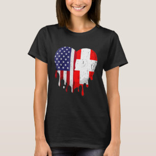 T-shirt American Swiss Heritage Mois Suisse Drapeau Hea