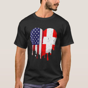 T-shirt American Swiss Heritage Mois Suisse Drapeau Hea